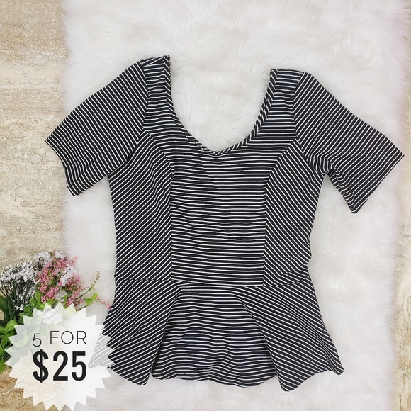 Eyeshadow Tops - SOLD-Eyeshadow Peplum Top Stripes Size Large D15